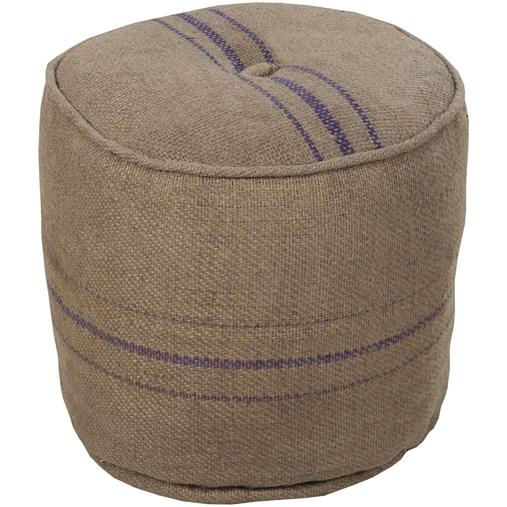 Surya POUF-13 Hand Made 100% Jute Plum 18" x 18" x 17" Pouf