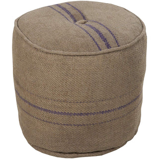 Surya POUF-13 Hand Made 100% Jute Plum 18" x 18" x 17" Pouf